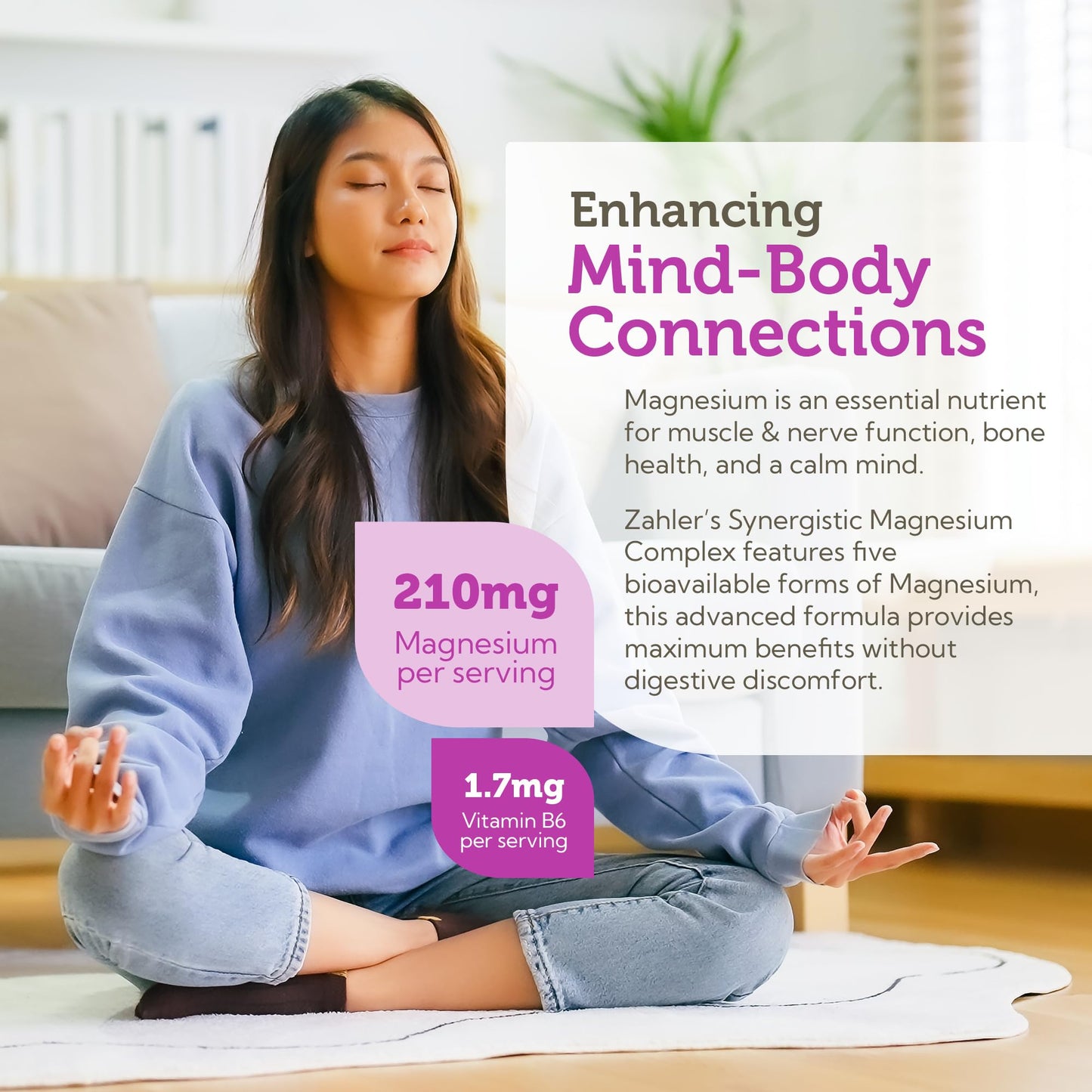 Zahler Magnesium Complex Supplement - Multi Magnesium Blend (Glycinate, Malate, Aspartate, Taurinate, Oxide) + Vitamin B6 – Bone, Nerve, Heart & Muscle Health (60 Capsules)