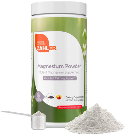 Zahler Magnesium Powder Mix for Water – Raspberry Lemon Flavor, Magnesium Citrate, Kosher, 8.5 oz