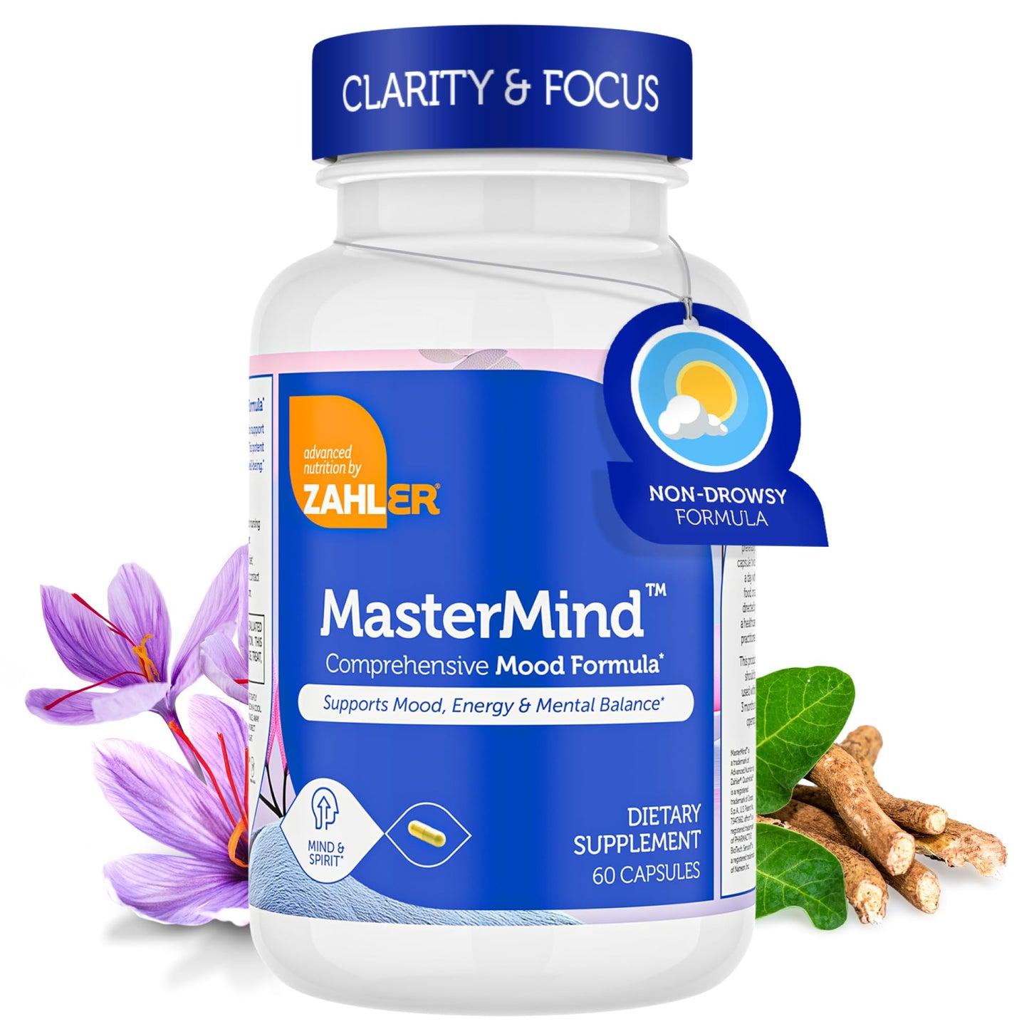 Zahler Mastermind: Comprehensive Mood Formula for Mood Support, Energy & Mental Balance | Certified Kosher | 60 Capsules