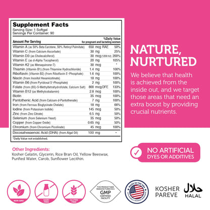 Zahler Mighty Mini Prenatal Vitamin with DHA & Folate – Kosher, All-Natural (90 Softgels)