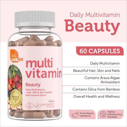 Zahler Multivitamin Beauty + Skin, Hair & Nails Support – 60 Capsules | Kosher, Vegan