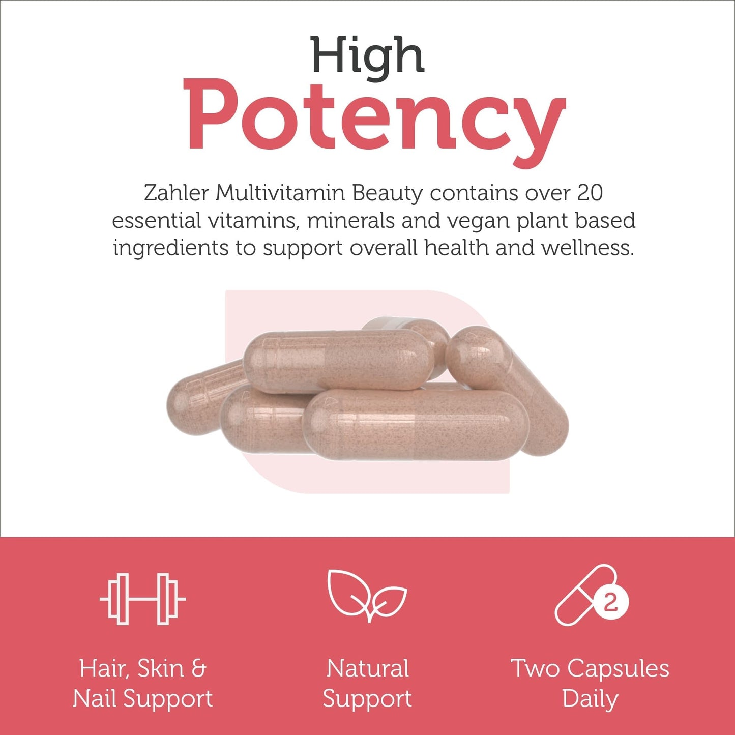 Zahler Multivitamin Beauty + Skin, Hair & Nails Support – 60 Capsules | Kosher, Vegan