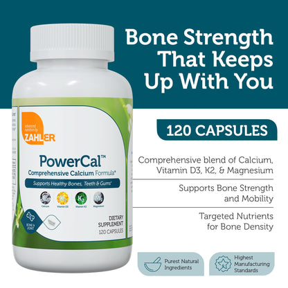 Zahler PowerCal Calcium D3 K2 Magnesium – Bone Health Support (120 Capsules)