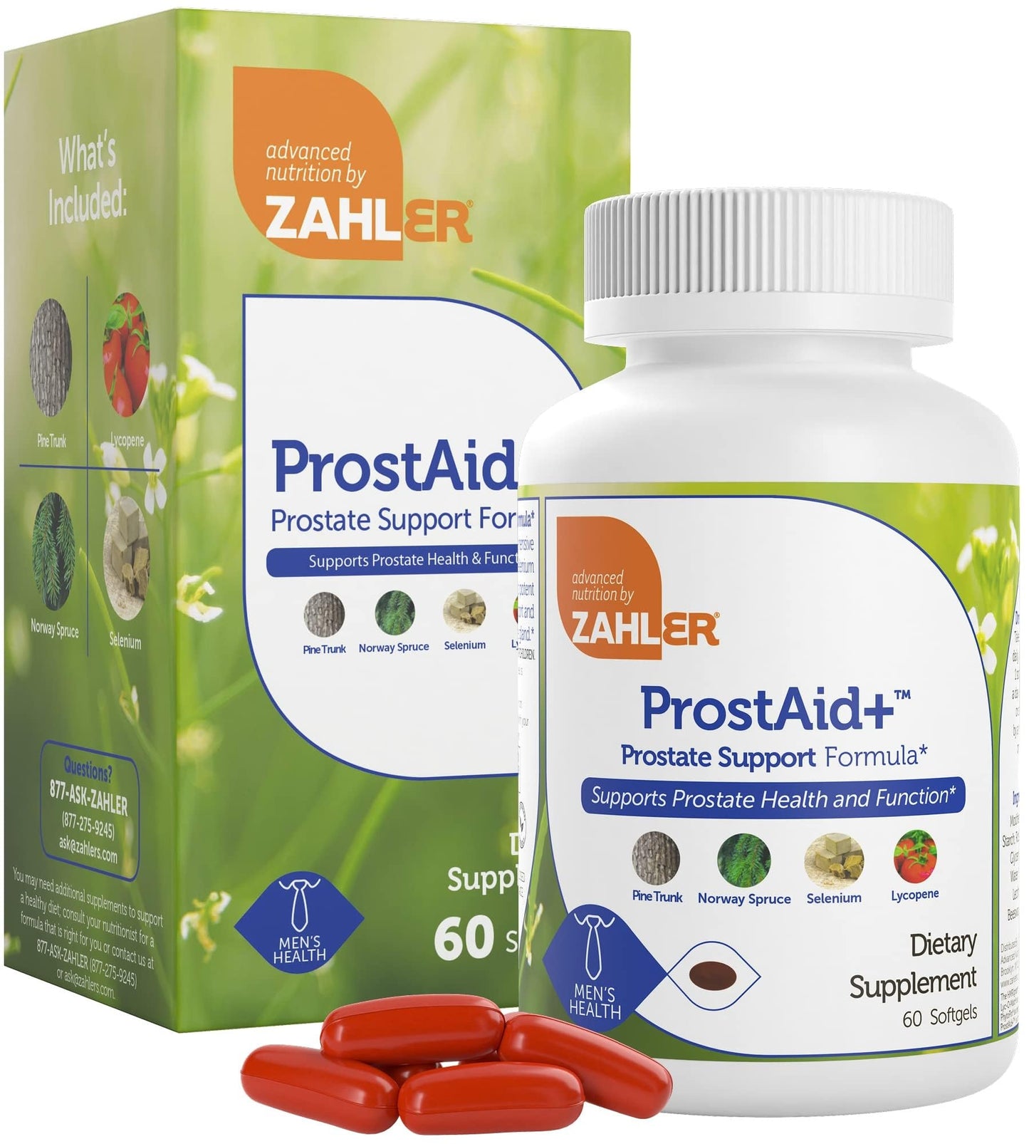 Zahler ProstAid+ Prostate Support – Urinary Flow & Male Health (60 Veggie Softgels) – Made in USA