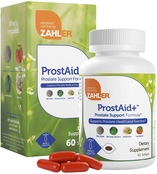 Zahler ProstAid+ Prostate Support – Urinary Flow & Male Health (60 Veggie Softgels) – Made in USA BritishVita | Premium UK Vitamins & Wellness Supplements