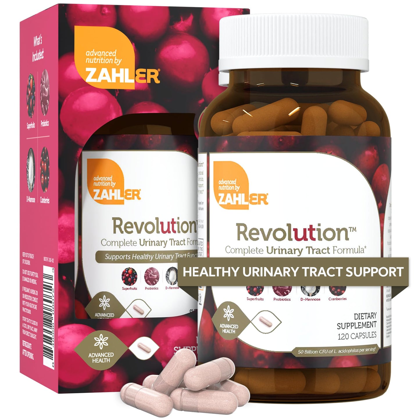 Zahler Revolution - Complete Women's Urinary Tract Health Formula with Probiotics | UTI Support for Women (120 Capsules)