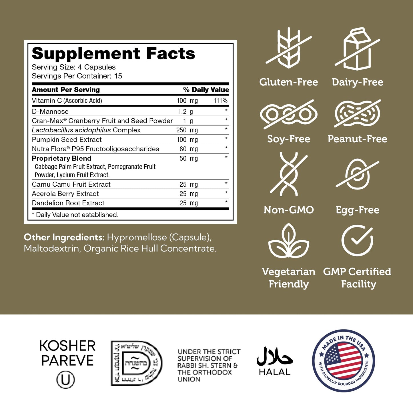 Zahler RevolUTion UTI Health for Women – 1200mg D-Mannose, Cranberry, Probiotics (60 Caps)