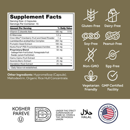 Zahler RevolUTion UTI Health for Women – 1200mg D-Mannose, Cranberry, Probiotics (60 Caps)