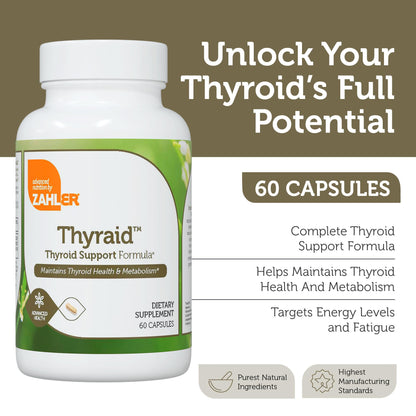 Zahler Thyraid Thyroid Support Complex - Iodine, L-Tyrosine, Zinc | 60 Capsules