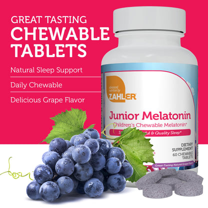Zahler 1mg Kids Melatonin – Sleep Support for Ages 4+ | Grape Flavor, Kosher, Non-GMO (60 ct)