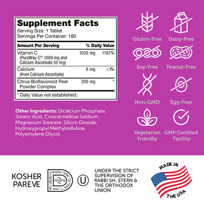 Zahler Vitamin C 1000mg with Bioflavonoids – Immune Support (180 Count)