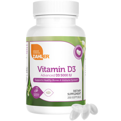 Zahler Vitamin D3 5000 IU Softgels – 250 Count | Kosher, Vegetarian Friendly Immune Support, Bone & Teeth Health