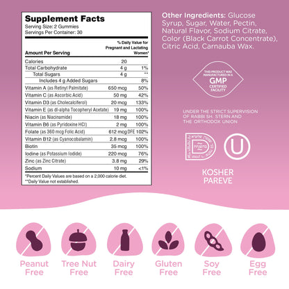 Zahler Women's Prenatal Gummies - Grape Flavor, 60 Count | Vegetarian & Kosher