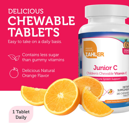 Zahler Junior C Advanced Chewable Vitamin C for Kids – Immune Support (180 Count)