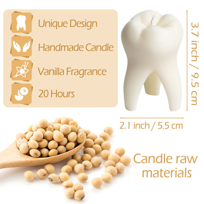 Zainpe Tooth Scented Candle – Vanilla Fragrance, Natural Soy Wax, 3.7 x 2.1 in | Dental Clinic Decor