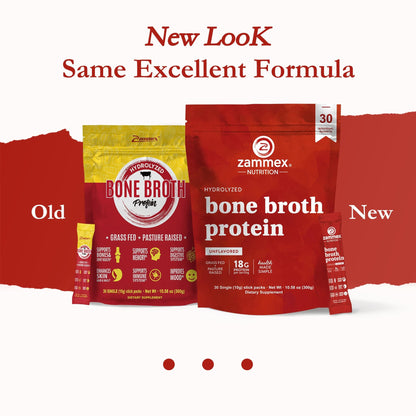 Zammex Bone Broth Packets – 20g Collagen Protein, 30 Travel Sticks, Gluten-Free, Keto & Paleo (15 Servings)