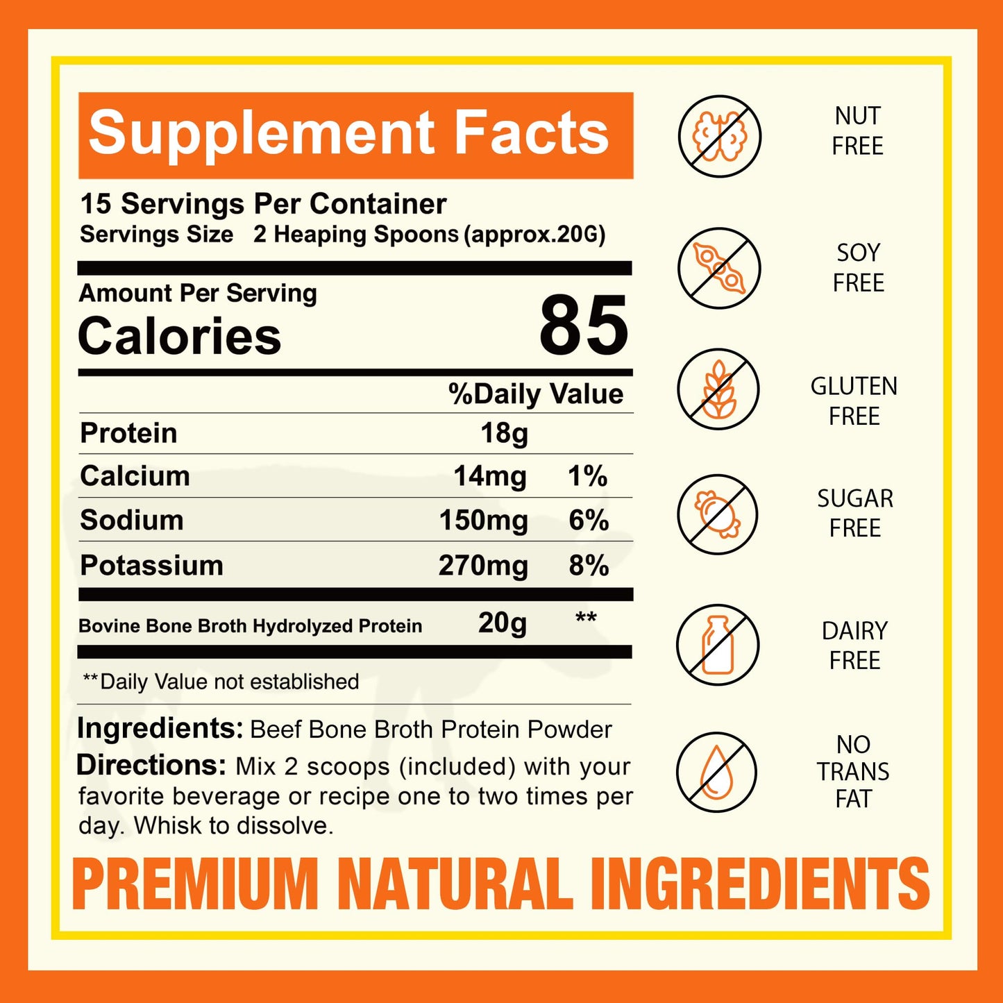 Zammex 100% Grass-Fed Beef Bone Broth Protein Powder – 20g Protein