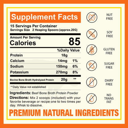 Zammex 100% Grass-Fed Beef Bone Broth Protein Powder – 20g Protein