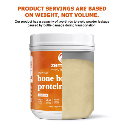 Zammex Pure Grass-Fed Beef Bone Broth Protein Powder – 20g Protein, Collagen, Non-GMO, Gluten Free