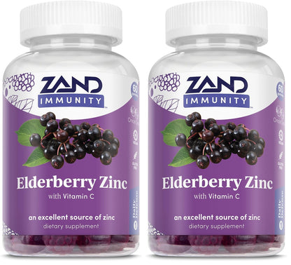 ZAND Elderberry Zinc Immunity Gummies with Vitamin C - Immune Support for All Ages (Pack of 2, 60ct each)