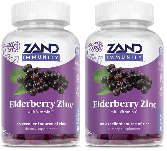 ZAND Elderberry Zinc Immunity Gummies with Vitamin C - Immune Support for All Ages (Pack of 2, 60ct each) BritishVita | Premium UK Vitamins & Wellness Supplements