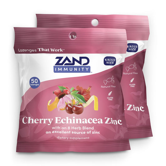 ZAND Immunity Cherry Echinacea Zinc Throat Lozenges 2 Pack - Immune Support, Zinc 5mg - Gluten Free, 50ct BritishVita | Premium UK Vitamins & Wellness Supplements