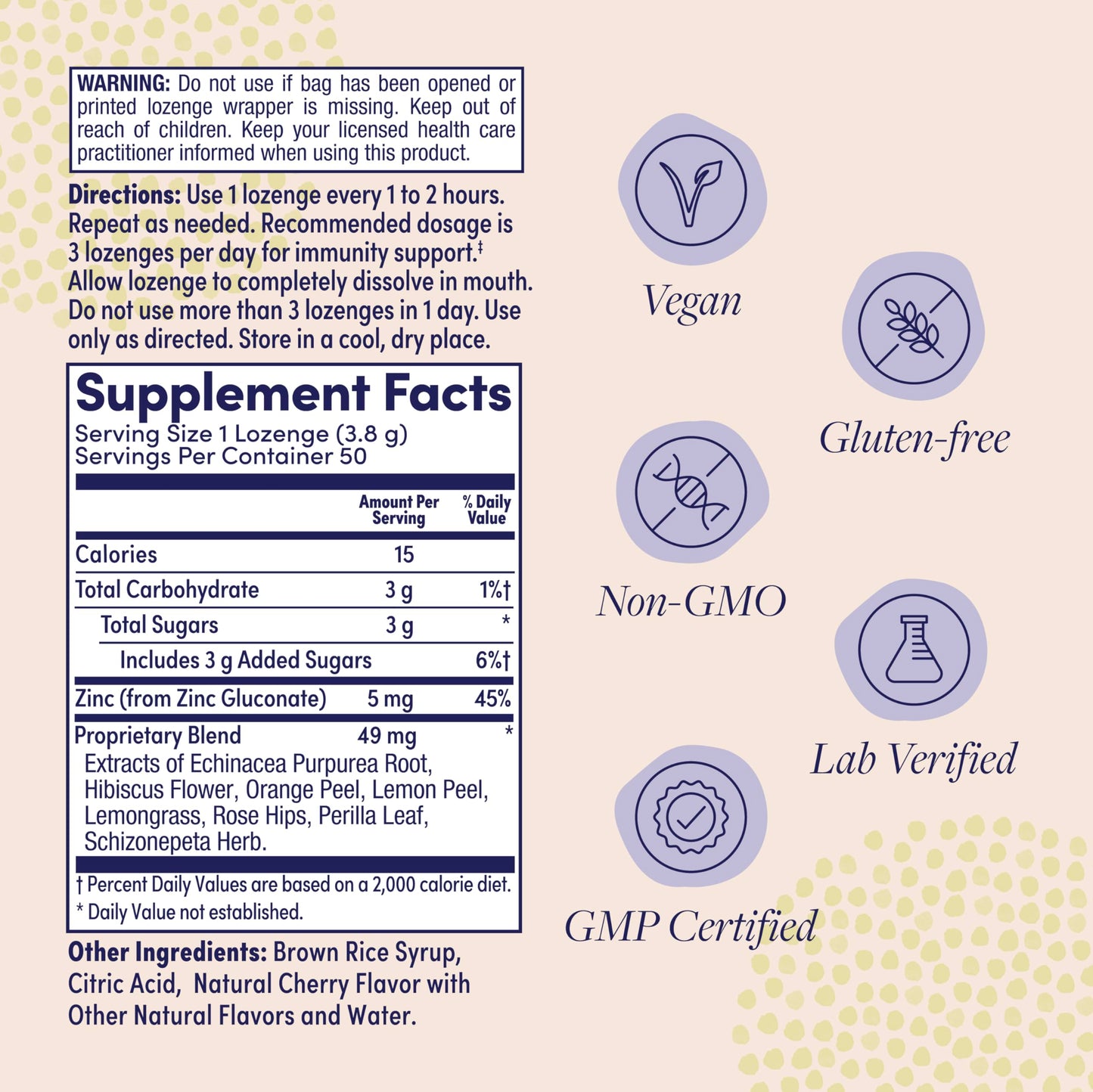 ZAND Immunity Cherry Echinacea Zinc Throat Lozenges 2 Pack - Immune Support, Zinc 5mg - Gluten Free, 50ct