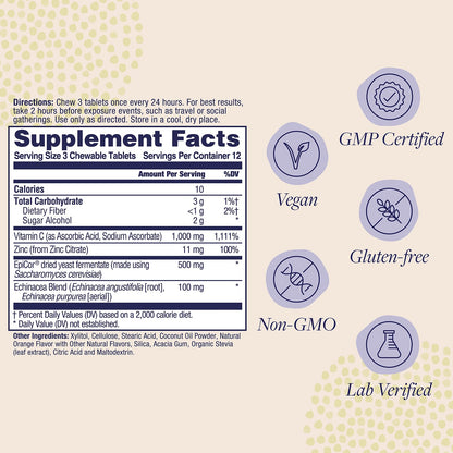 ZAND Immunity Immune Fast Zesty Orange Chewables – Immune Support w/EpiCor, Vitamin C 1000mg, Zinc, Echinacea