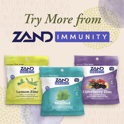ZAND Immunity Menthol Lozenges 2 Pack – Zinc 5mg, Vegan & Gluten Free, 50ct