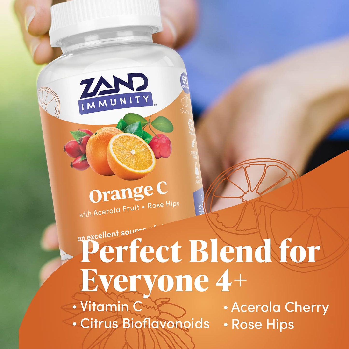 ZAND Immunity Orange Vitamin C Gummies - Immune Support, Vegan, Gluten Free