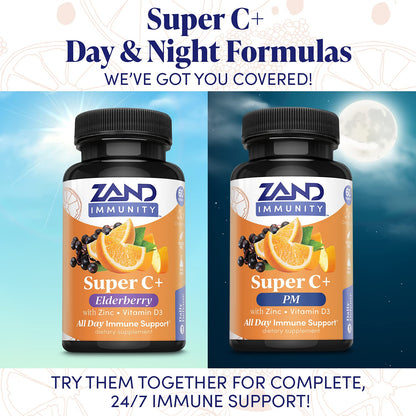 Zand Immunity Super C+ with Elderberry – 60 Tablets, All-Day Immune Support