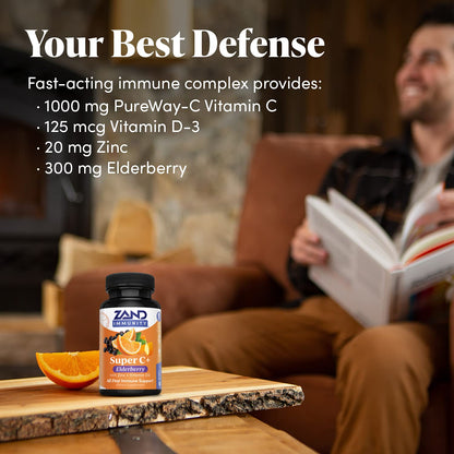 Zand Immunity Super C+ with Elderberry – 60 Tablets, All-Day Immune Support