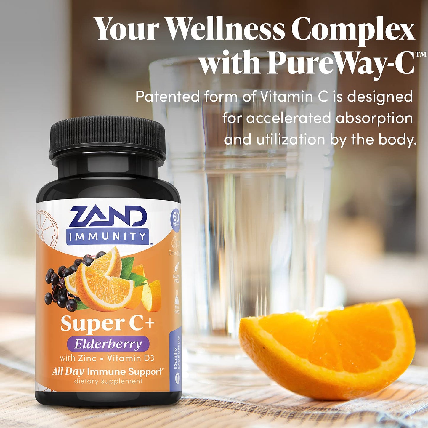 Zand Immunity Super C+ with Elderberry – 60 Tablets, All-Day Immune Support