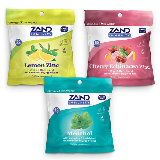 ZAND Immunity Variety 3 Pack: Lemon Zinc, Menthol & Cherry Echinacea Lozenges BritishVita | Premium UK Vitamins & Wellness Supplements