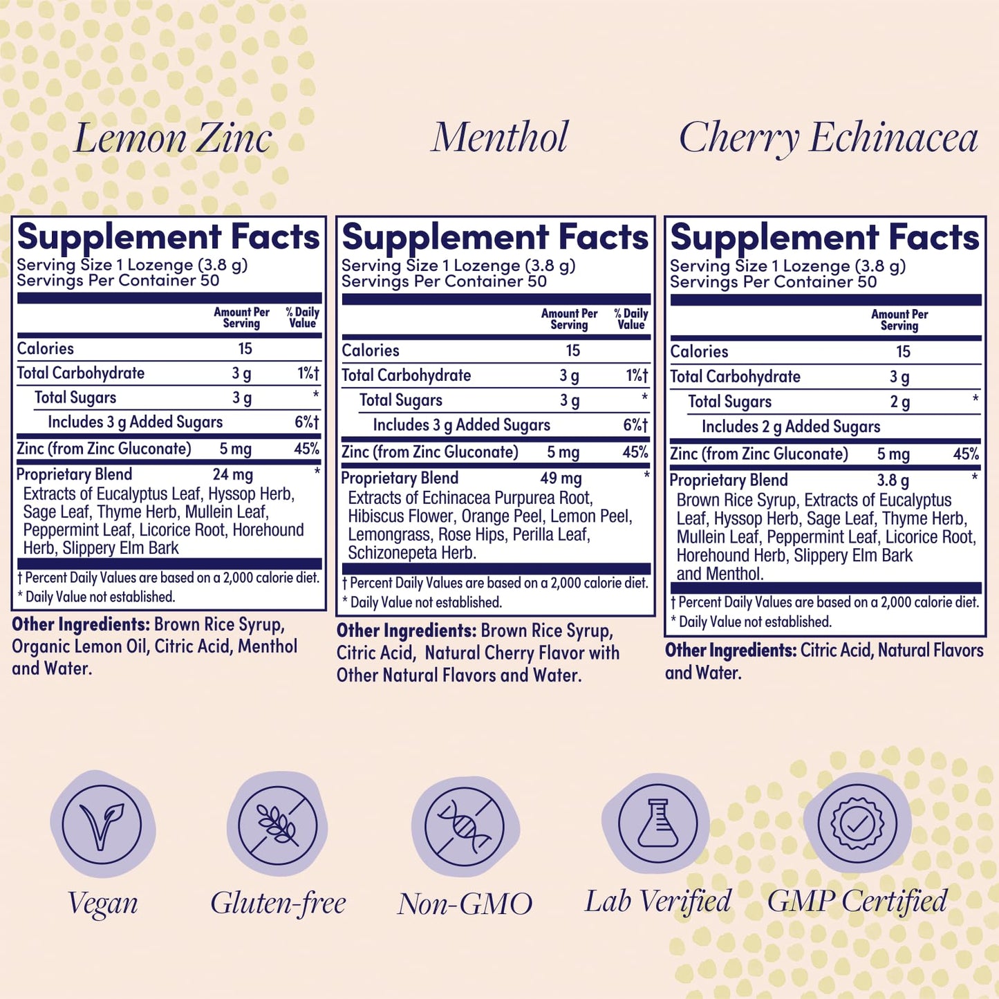 ZAND Immunity Variety 3 Pack: Lemon Zinc, Menthol & Cherry Echinacea Lozenges