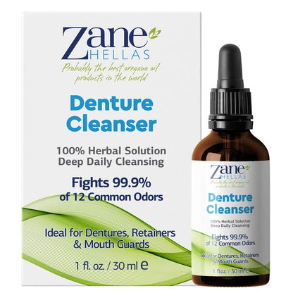 Zane Hellas Denture Cleaner with Oregano Oil | 100% Herbal, 1 oz