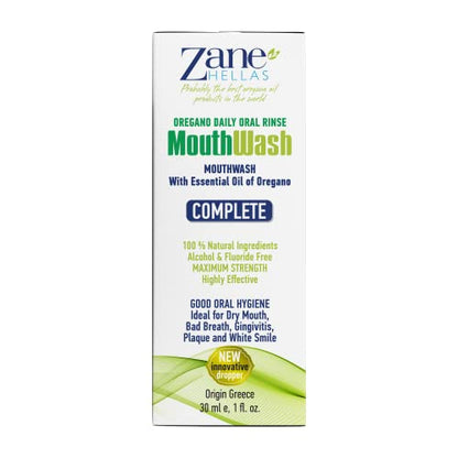 Zane Hellas MouthWash – Oregano Oil & Greek Mastic Herbal Rinse | Alcohol & Fluoride Free