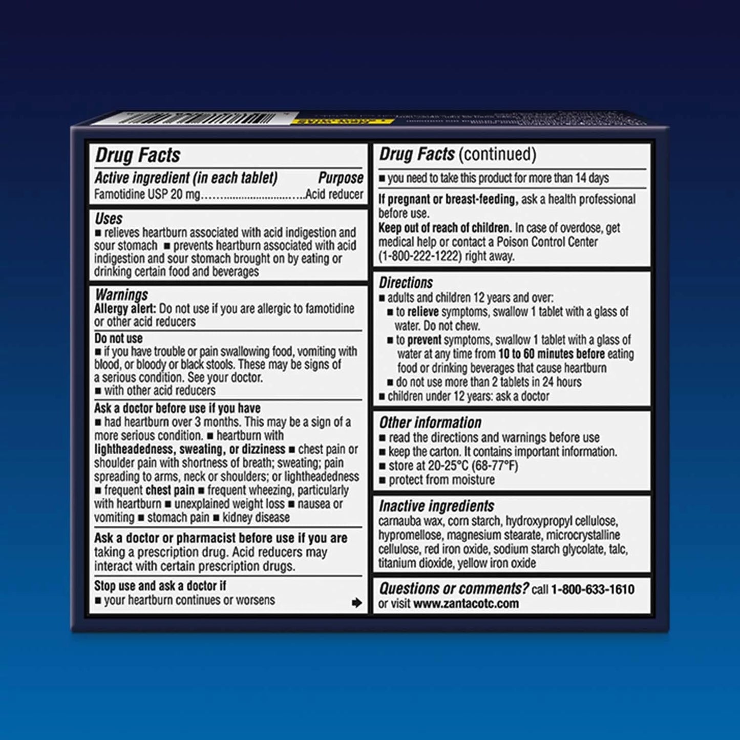 Zantac 360 Maximum Strength 20 mg Tablets – 25 Count | Heartburn Prevention & Relief