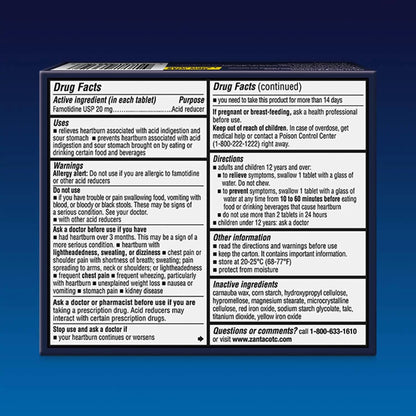 Zantac 360 Maximum Strength 20 mg Tablets – 25 Count | Heartburn Prevention & Relief