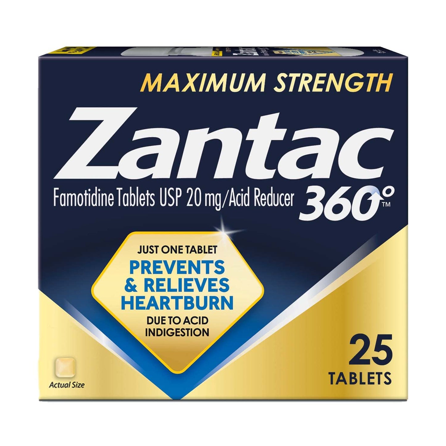 Zantac 360 Maximum Strength 20 mg Tablets – 25 Count | Heartburn Prevention & Relief
