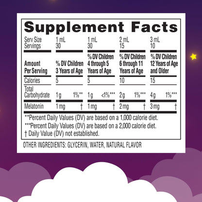 Zarbee's Kids Melatonin Liquid 1mg — Sleep Support for Ages 3+