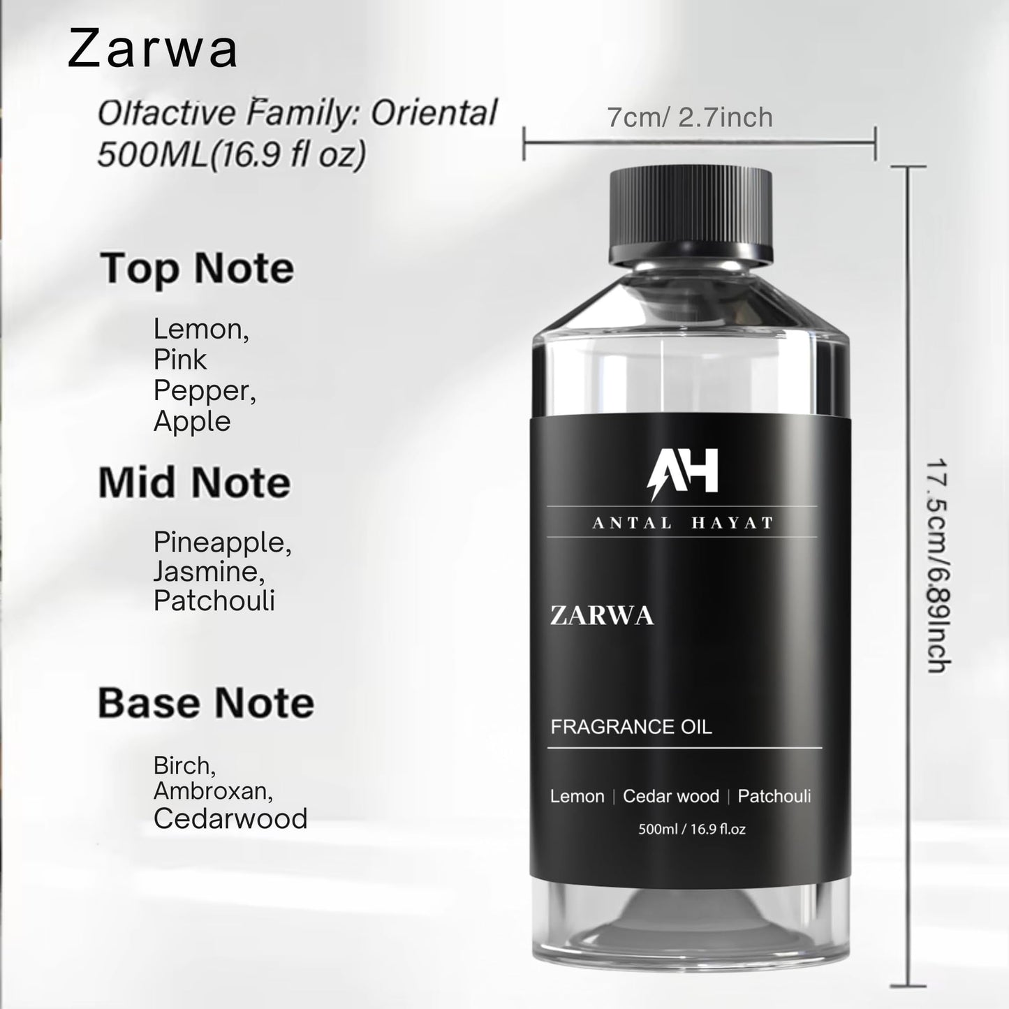 Zarwa 500ml Diffuser Oil – Creed Aventus Inspired Luxury Scent | Lemon, Cedarwood & Patchouli