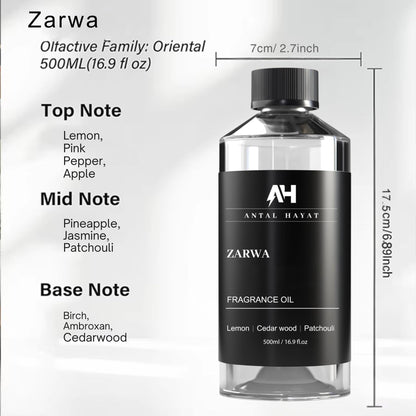 Zarwa 500ml Diffuser Oil – Creed Aventus Inspired Luxury Scent | Lemon, Cedarwood & Patchouli