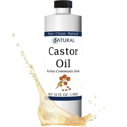 Zatural Castor Oil 100% Pure Cold-Pressed Hexane-Free (16oz) for Hair Growth, Lashes & Brows