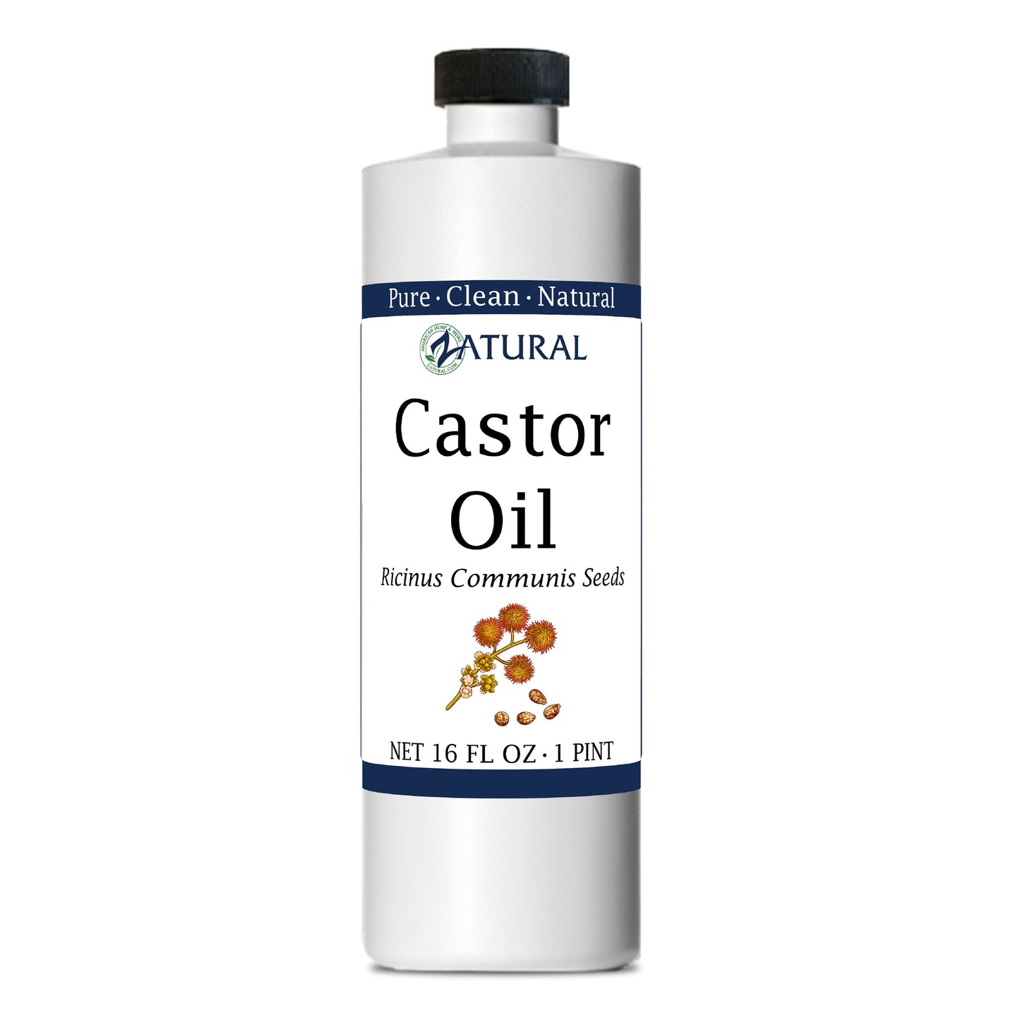 Zatural Castor Oil 100% Pure Cold-Pressed Hexane-Free (16oz) for Hair Growth, Lashes & Brows
