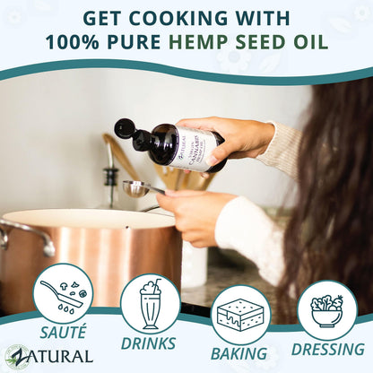 Zatural Hemp Oil 16 oz - Cold Pressed, 455,000mg, Omega 3 & 6, No Fillers | Therapeutic Grade