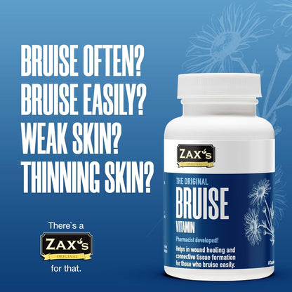 Zax's Original Bruise Vitamin 2-Pack – Pharmacist-Developed Bruising Supplements with Zinc, Vitamins C, D3, K | 120 Caps