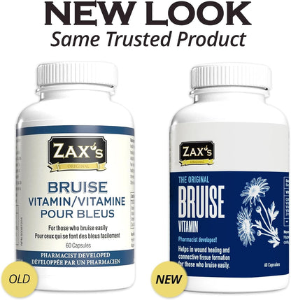 Zax's Original Bruise Vitamin 2-Pack – Pharmacist-Developed Bruising Supplements with Zinc, Vitamins C, D3, K | 120 Caps