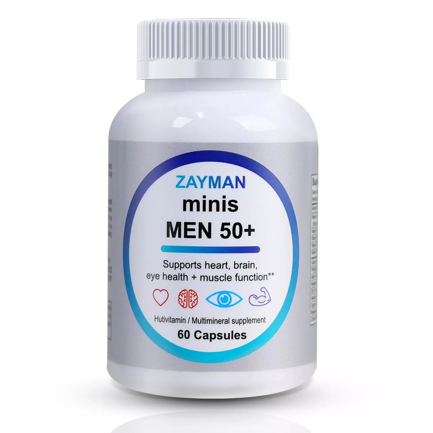 ZAYMAN Minis Multivitamin for Men 50+ | Vitamin D3, Zinc & B-Vitamins | 60 Capsules