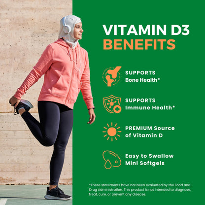 Zaytun Halal Vitamin D3 5000 IU – 180 Mini Softgels | Supports Bones & Immune Health | Made in USA